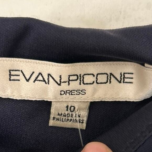 Evan Picone Blue Jersey Ruched Cap Sleeve Fit To Flare Asymmetrical Dress 10 - Picture 11 of 15